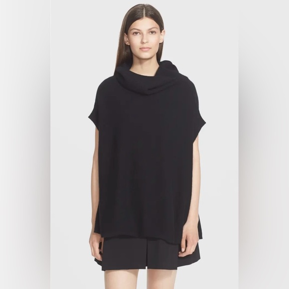 VINCE Short Sleeve Turtleneck Cashmere Sweater in Black - Picture 10 of 10